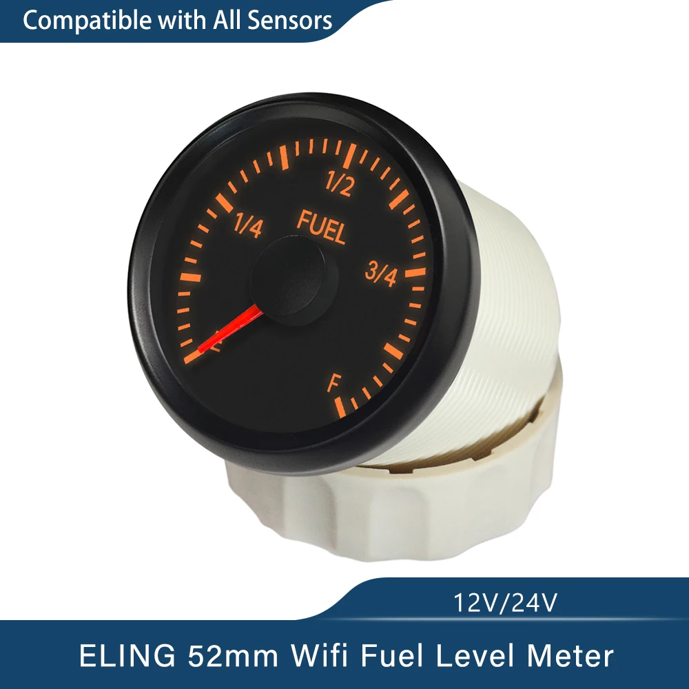 

ELING 52mm(2'') WiFi Electrical Fuel Level Meter Compatible with All Types and Ranges Ohm Signal Sensor DC 9-32V for Car Tractor