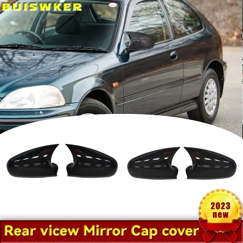 

2 pieces Rearview Mirror Cover Cap Carbon Black for Honda Civic 8th gen 1996-2001