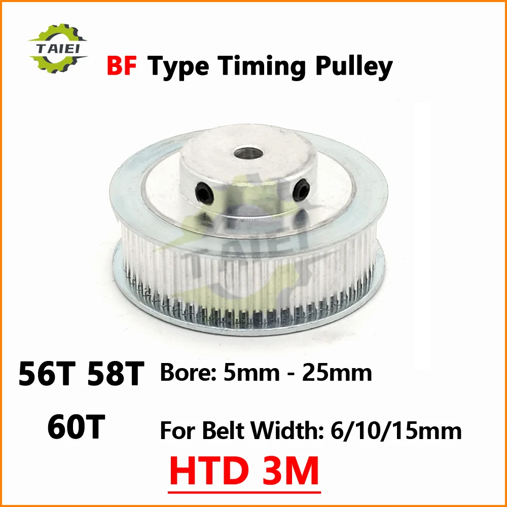 

HTD 3M 56 58 60 Teeth Timing Pulley Keyway Bore 5mm-25mm 3M 60Teeth Synchronous Gear For 3M Belt Width 6/10/15mm Toothed Pulley