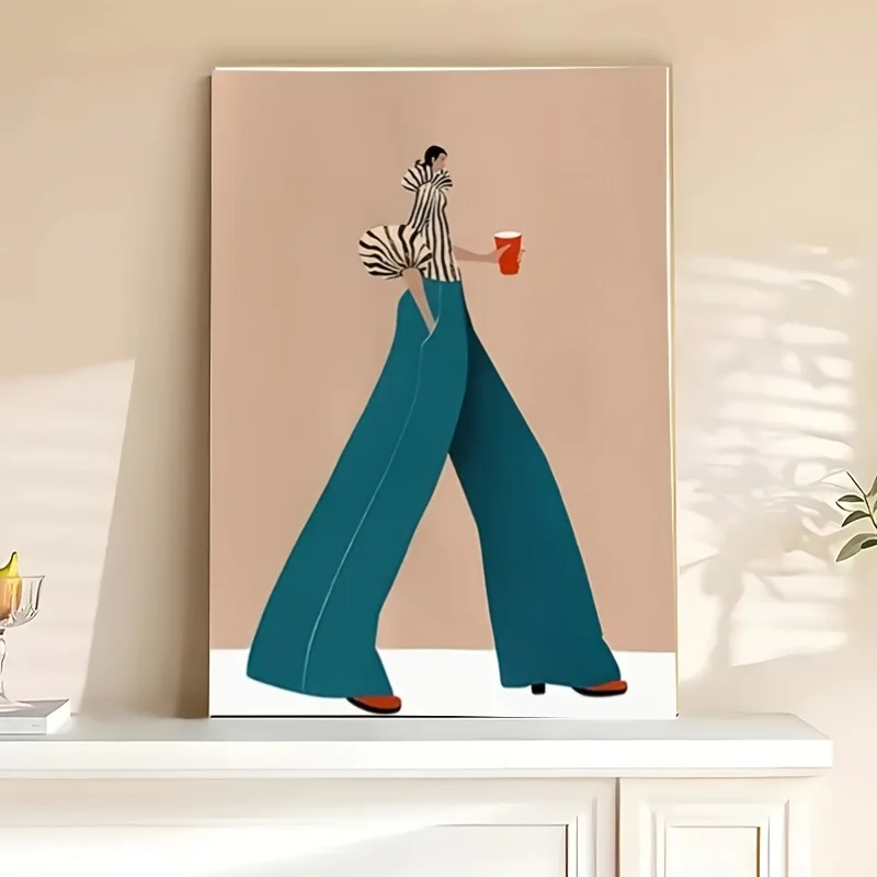 Fashionable Blue Pants Woman Poster Prints Modern Surreal Abstract Canvas Painting Wall Art Picture for Living Room Home Decor view 6