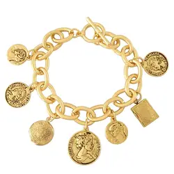 Hip Hop Chunky Thick Miami Curb Cuban Photo Coin Pendant Bracelets Bangles Punk Metal Twisted Rope Chain Bracelet Jewelry Gift