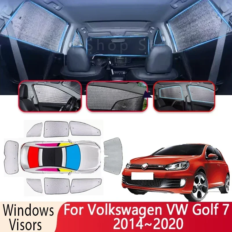 Car Sun Shade For Volkswagen VW Golf 7 2014~2020 Car Windshield Sunshade Heat Insulation Auto Sun Protection Visor Accessories