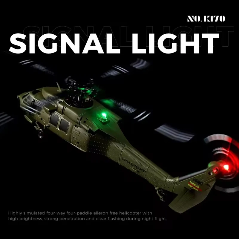 Wltoys XK K170 UH-60L 2.4G 4채널 6축 자이로 브러시리스 모터 밀리터리 그린 RTF 성인용 원격 조종 헬리콥터