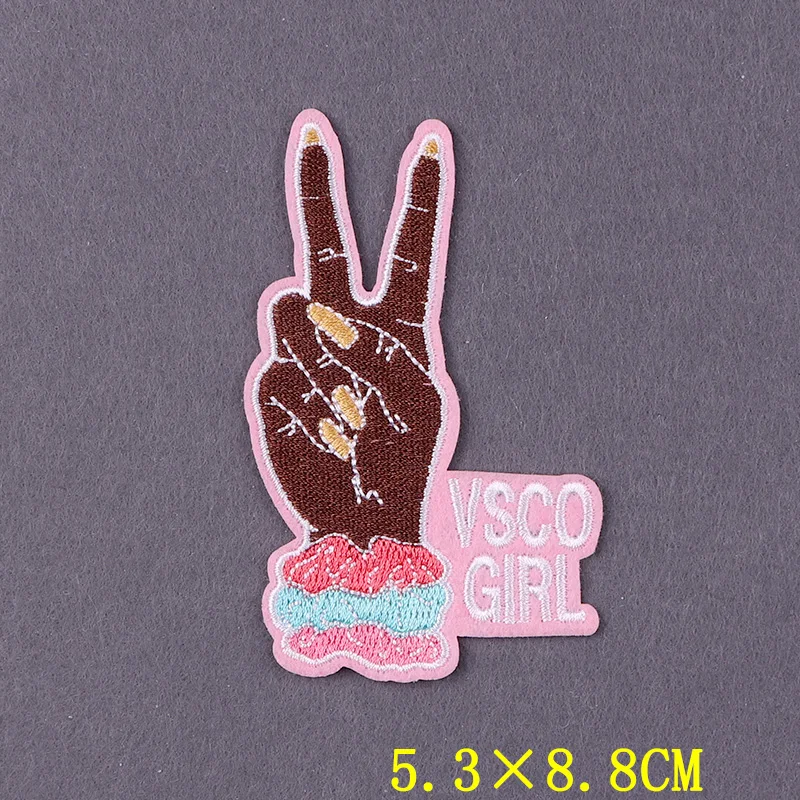 Words Patch Embroidered Patches For Clothing DIY Feminism Iron On Patches On Clothes Stripes Pink Badges On Backpack Accessory