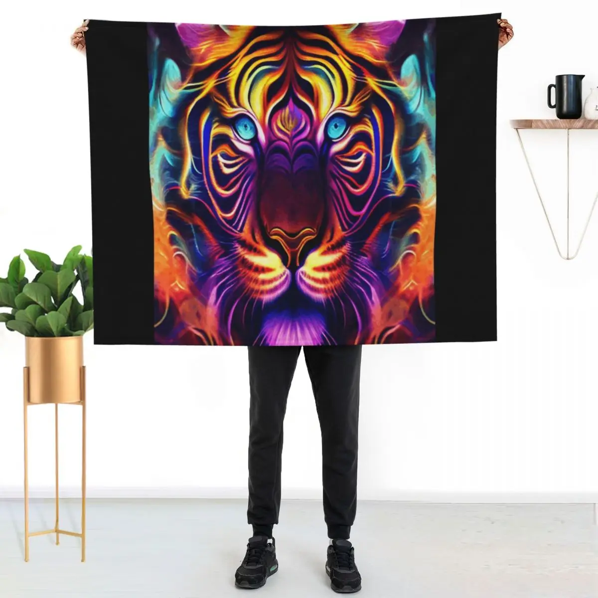 

Fiery Tiger Throw Blanket Cozy Napping Blanket Gift for Mom Dad