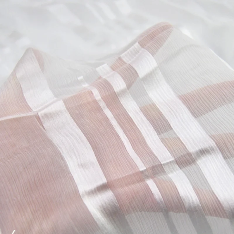 White Striped Silk Satin Stripe Fabric Thin Translucent Soft Dress Shirt Fabric Fabric