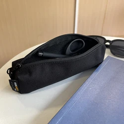 Pequeño estuche de lápices duradero, bolsa de cosméticos con cremallera negra Simple, bolsas para bolígrafos, papelería para proveedores de oficina escolar