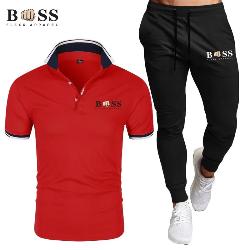 Conjunto deportivo de dos piezas para hombre, POLO y pantalones de marca para correr y Fitness, verano, 2024