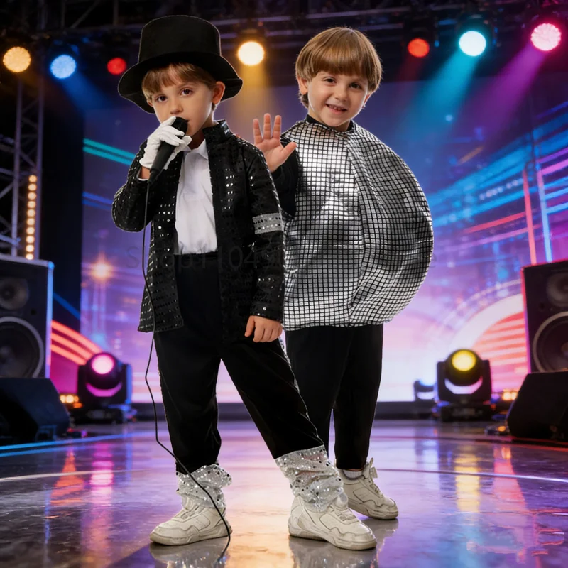 

Silver Disco Ball Club Dance Party Enfant Fancy Dress Up Step Dancer Set World Book Day School Stage Performance Outfits