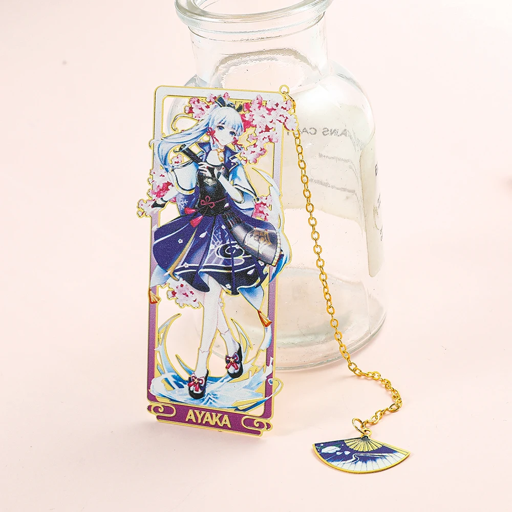 Genshin Impact Bookmarks Anime Yae Miko Tartaglia xiao Bookmark Creative Hollow Book Page Marker Stationery School Supplies Gift