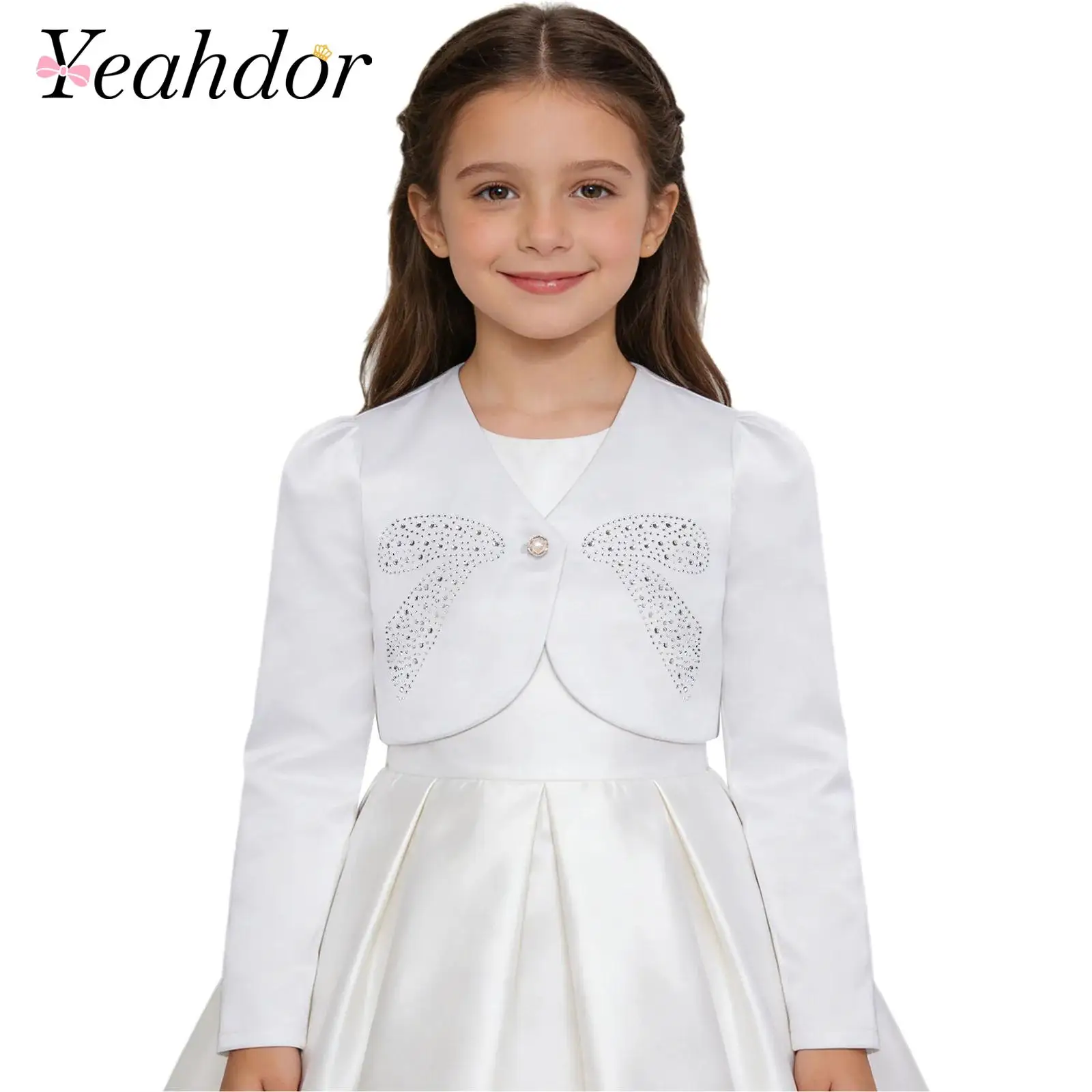 

Детское болеро для девочек, жакет с цветочным узором, верхняя одежда на одной пуговице, элегантный кардиган, пальто для причастия, дня рождения, торжественных мероприятий