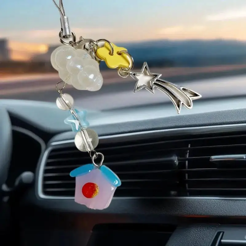 1/2 مجموعة جميلة سحابة المنزل ستارفال المحمول الحبل كيرينغ المعلقات محفظة المتدلية حقيبة الظهر الحلي المفاتيح هدايا احتفالية #3