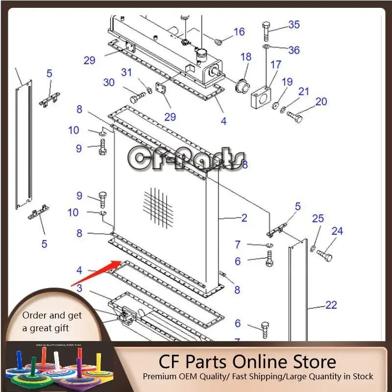 Radiator Core Assy 17A-03-00010 for Komatsu Bulldozer D155A-3 D155A-5 D155AX-5 D155AX-5