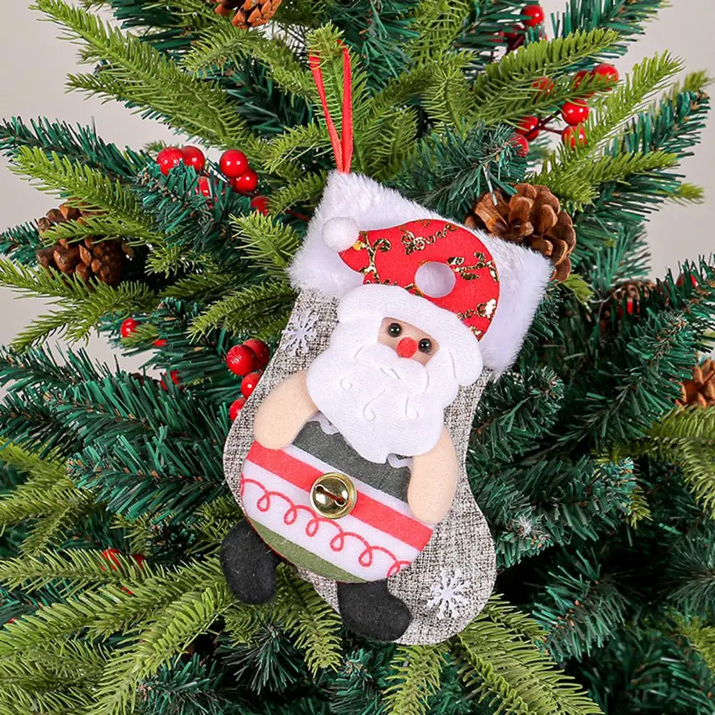 Christmas Ornaments Festive Christmas Stocking Set with Plush Santa Snowman Reindeer Ornaments Holiday Decor for Tree for Family