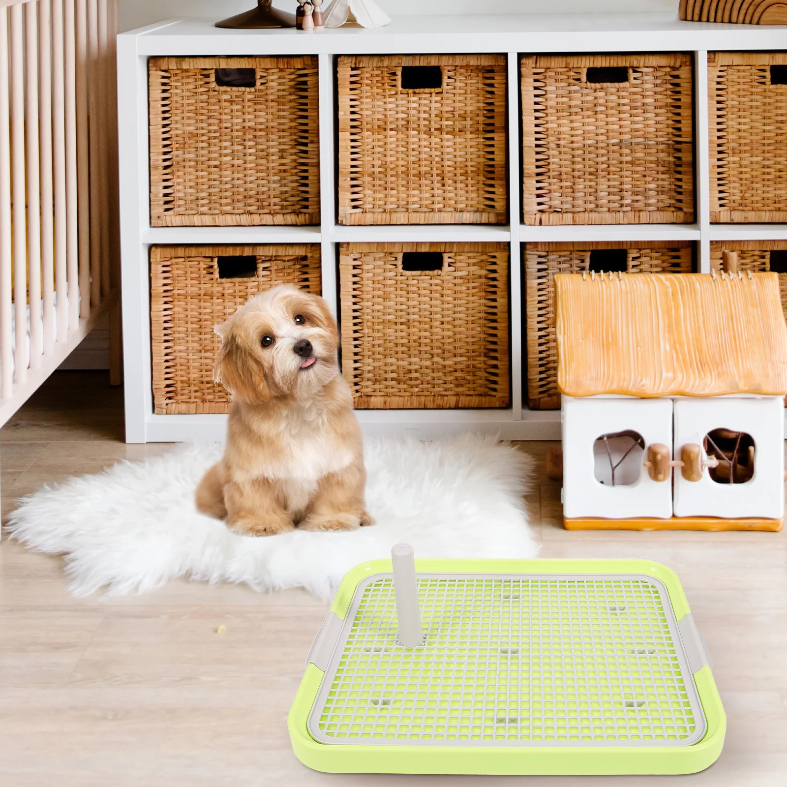 

Anti-slip Dog Toilet Pee Tray Indoor Training Light 2 Layer Detachable Mesh Plastic Bottom Easy Clean Small Medium