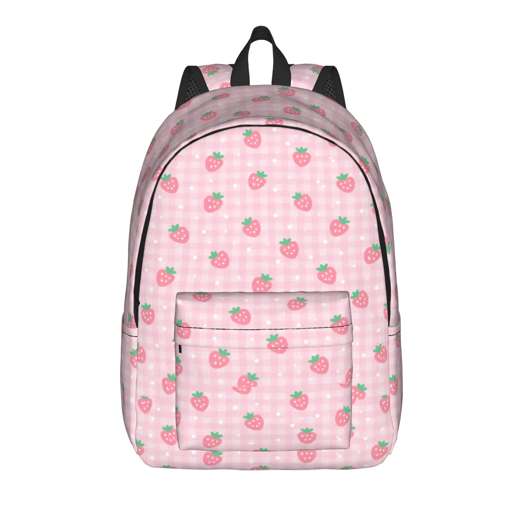 Kawaii Strawberry Floral Backpack  Fashion Backpacks Boy Girl Workout Print High School Bags Custom Rucksack