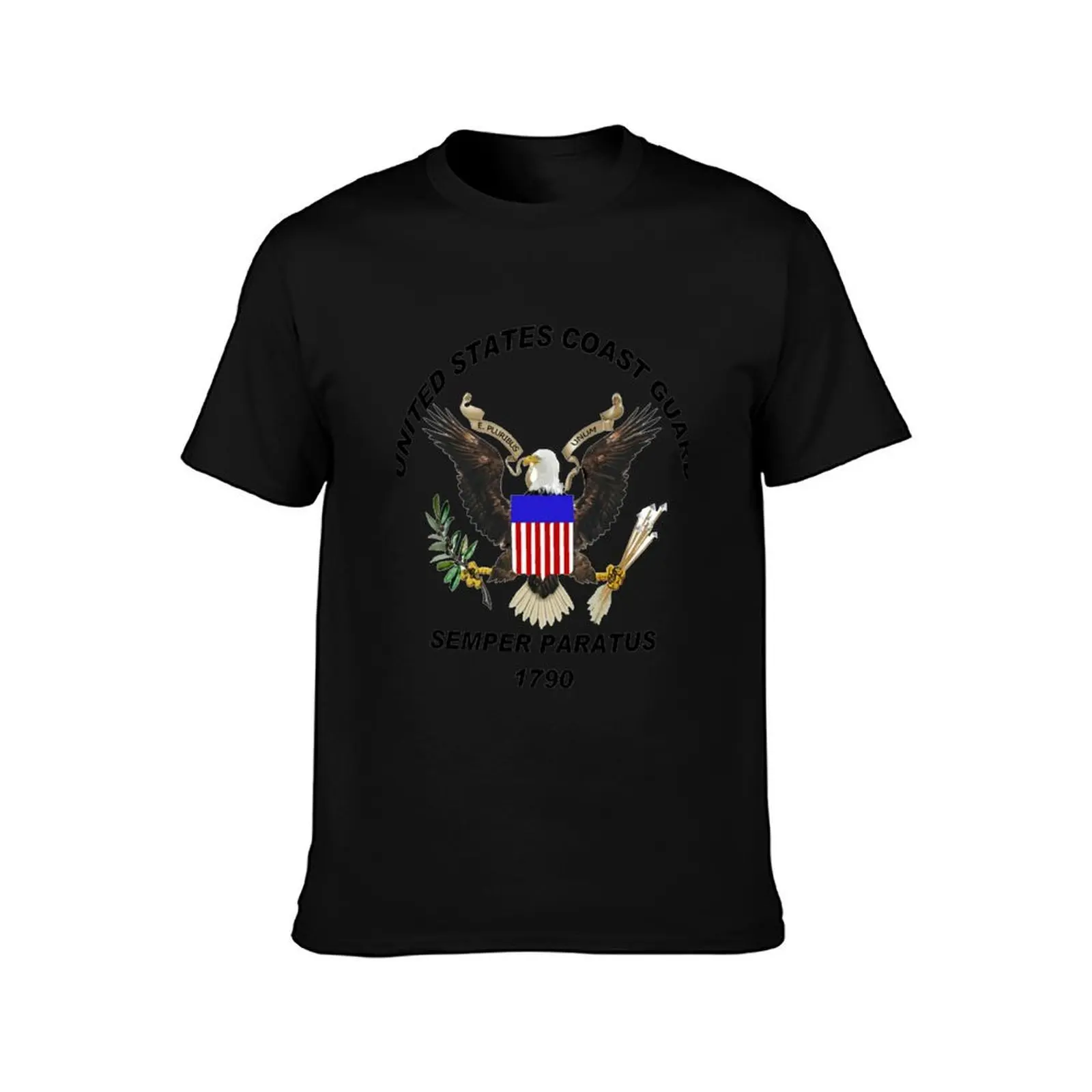 U. S. Coast Guard Semper Paratus Logo T-Shirt, Summer Casual Cotton Tee, Oversized Streetwear Tops, Vintage Graphic Print
