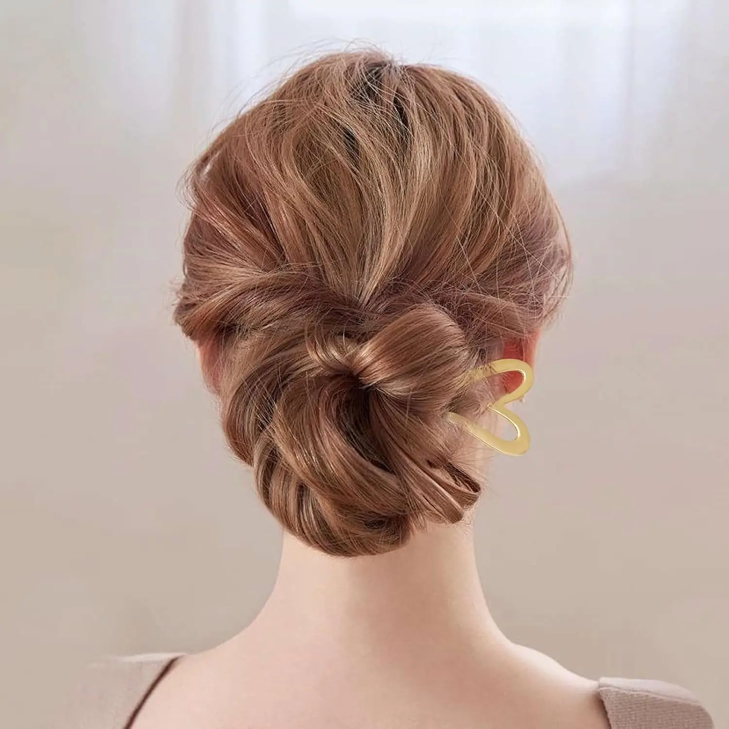 1/2 Stück Französische Vintage Metall Herz U-förmige Haarnadeln Haarstäbchen Haargabel Elegante Frisur Chignon Zubehör für Frauen Mädchen – Detail 3
