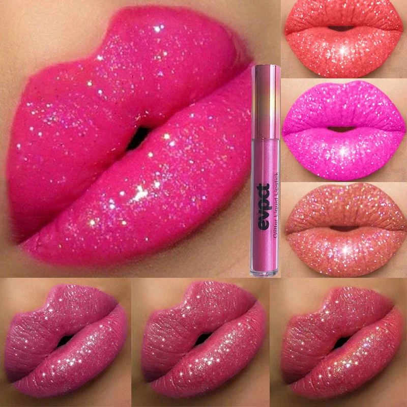 15 Color Shimmer Diamond Lip Gloss Matte Glitter Waterproof Liquid Lipstick Long Lasting Moisturizing Velvet Lipgloss Lip Makeup