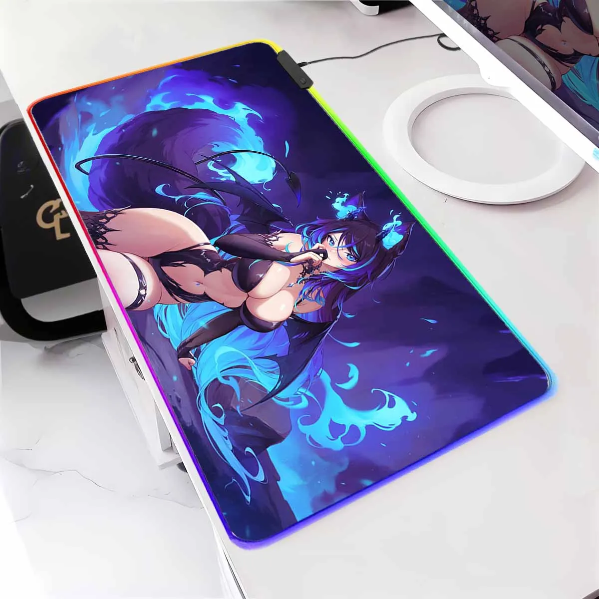 

Светодиодные игровые коврики для мыши Waifu Cups Season 4, большой коврик для мыши RGB, большие настольные коврики, нескользящий резиновый коврик для мыши, коврики для клавиатуры Overwatch