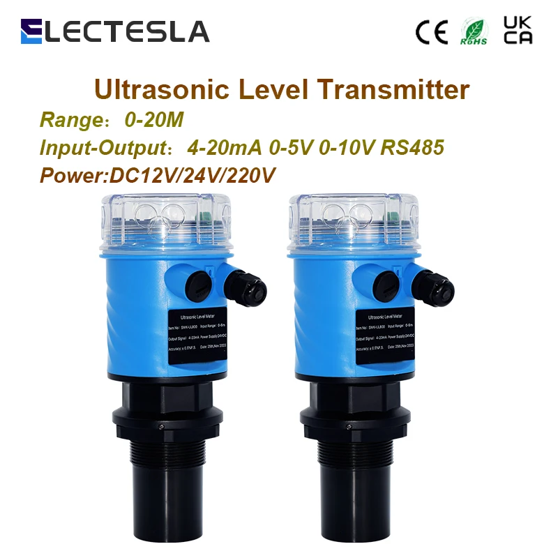 

IP68 Ultrasonic Level Meter for Tanks water level transmitter 4-20mA RS485 0-3m Transmitter DC24V Power Supply