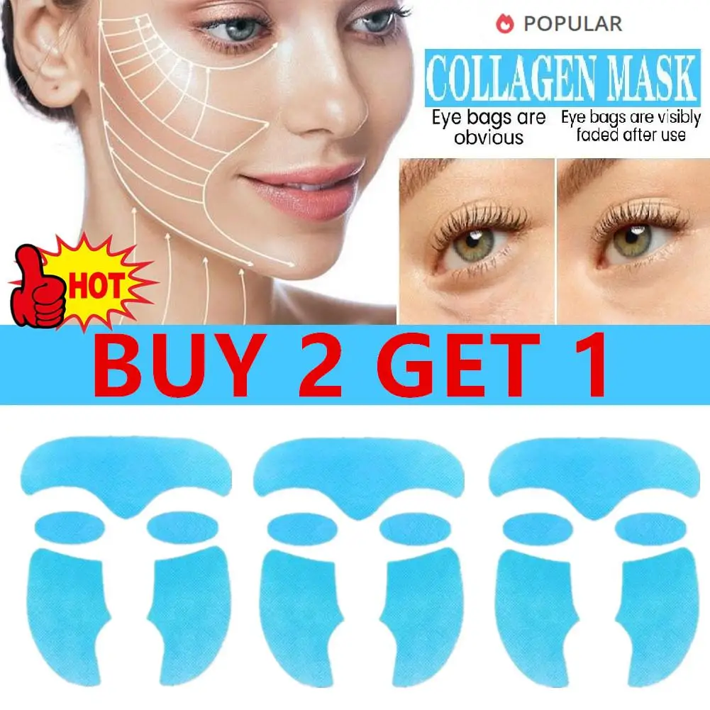 3x Collagen Mask Set Anti-aging Wrinkles Paper Soluble Facial Mask Face Skin Cheek Sticker Forehead Patch Smile Lines Patches