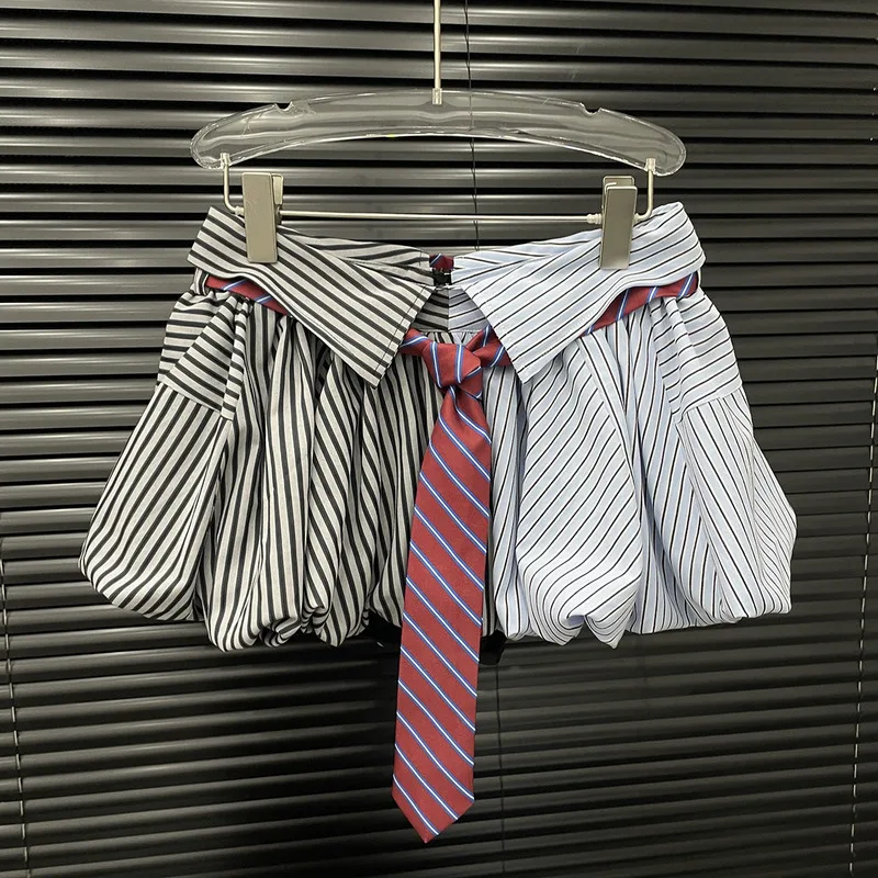 WTHT موضة جديدة للمرأة تقسم التباين اللون منقوشة التنانير الصغيرة 2025 الصيف العصرية عالية الخصر ألف خط تنورة الإناث 1LS2376