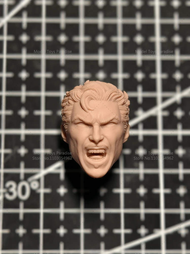 Sin pintar DIY 1/12 Anime Doctor Strange Men soldado modelo blanco cabeza súper mago héroe cabeza esculpida ajuste 6 ''cuerpo de figura de acción