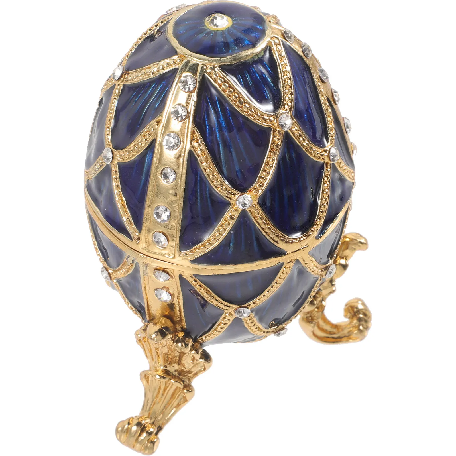 

1 шт. Элегантная металлическая шкатулка в форме яйца, покрытая стразами, для хранения ювелирных украшений: колец, ожерелий, серег, для дома