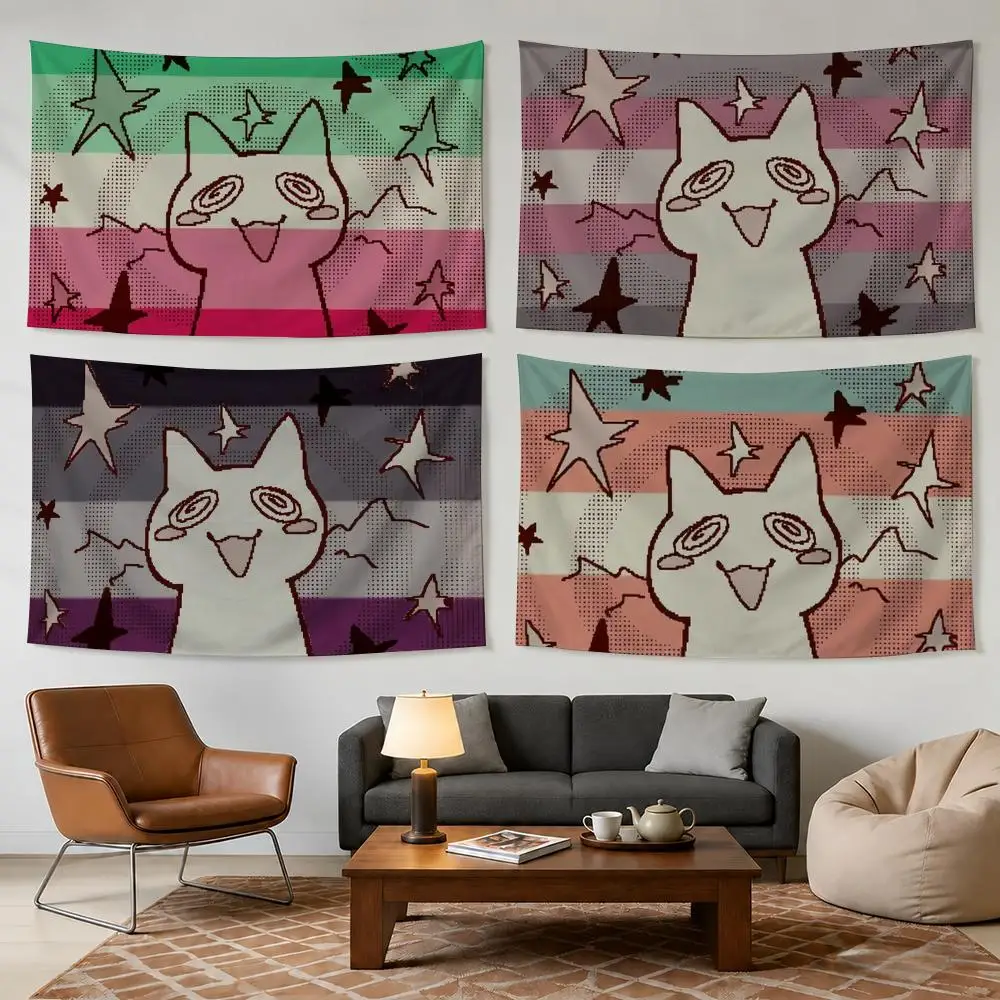 Cute Trans Pride Cat Meme Tapestry Outdoor Parties Bedrooms Living Rooms Dorm Rooms Wall Decor Banners Gifts