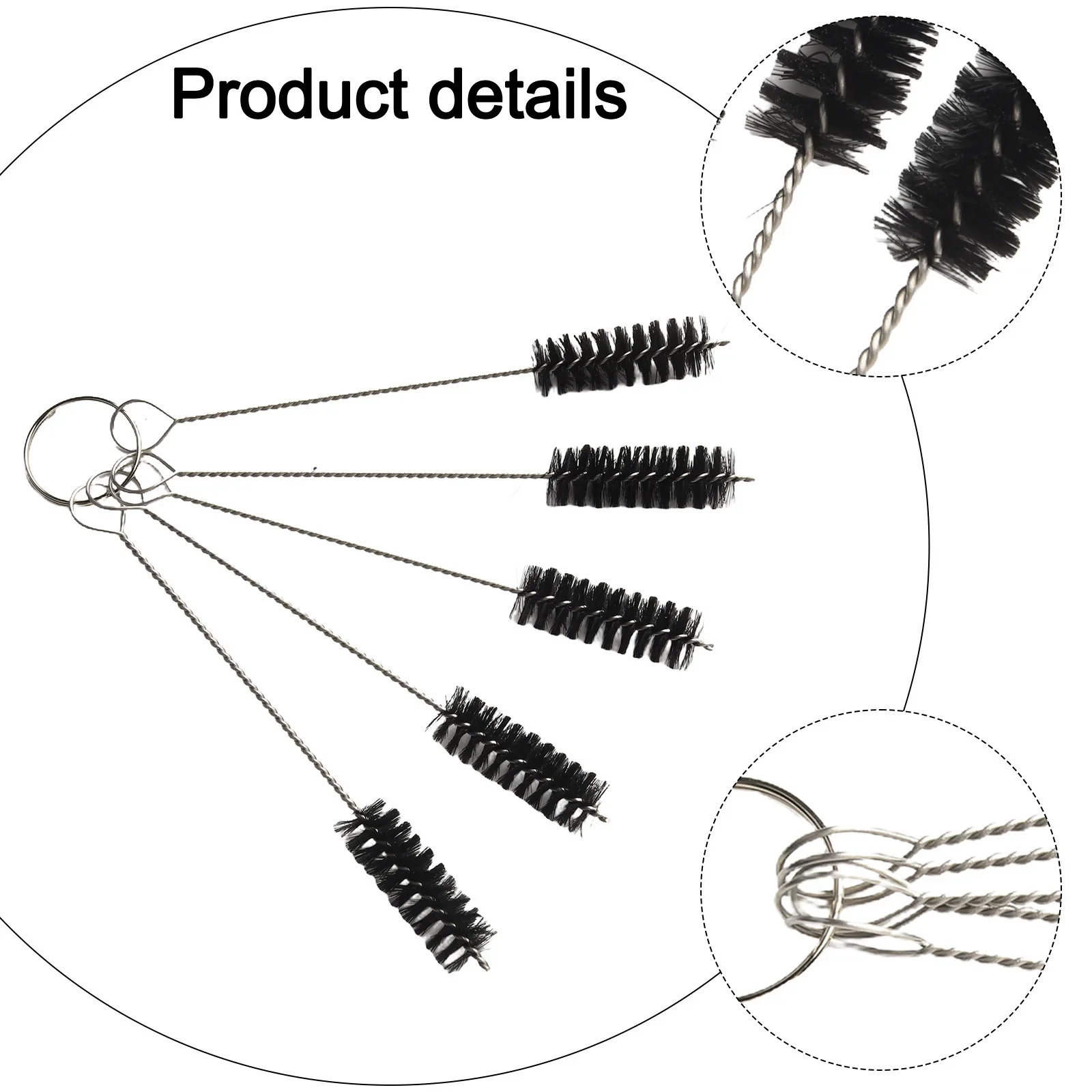 Spazzola per pulizia tubi in filo di acciaio inossidabile di alta qualità, 5 pezzi/set, lunghezza 10 cm, ideale per la pulizia e la rimozione della ruggine