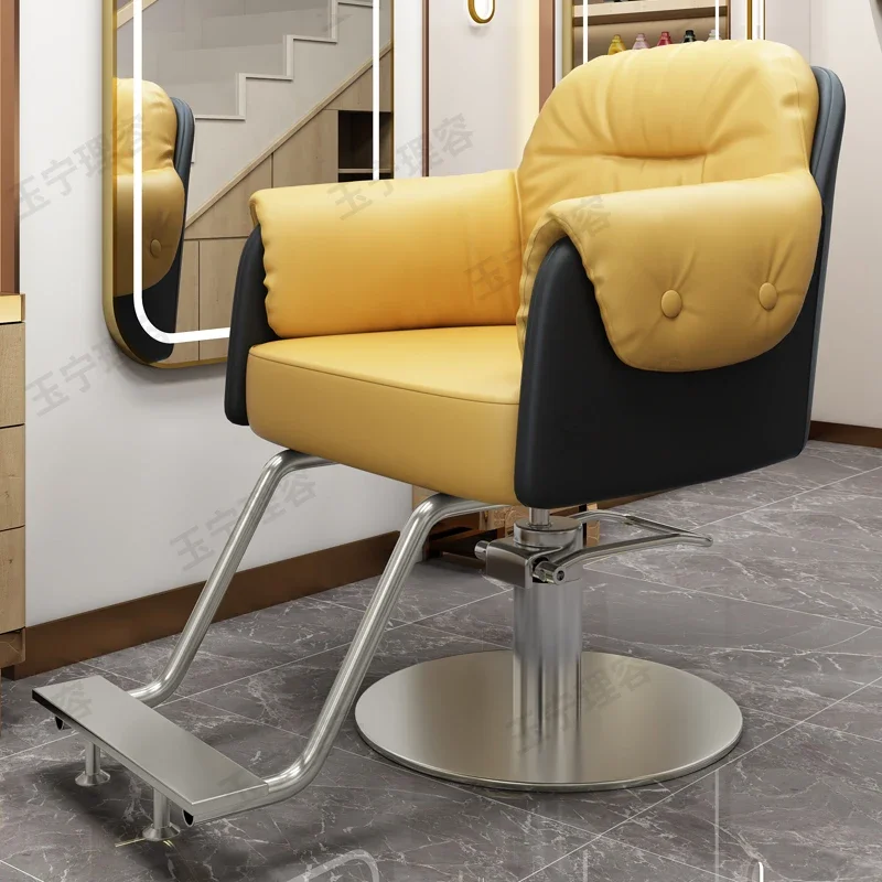 Premium Luxury Barber Chair Protector Metal Backrest Nordic Barber Chair Swivel Modern Cadeira De Manicure Salon Furniture