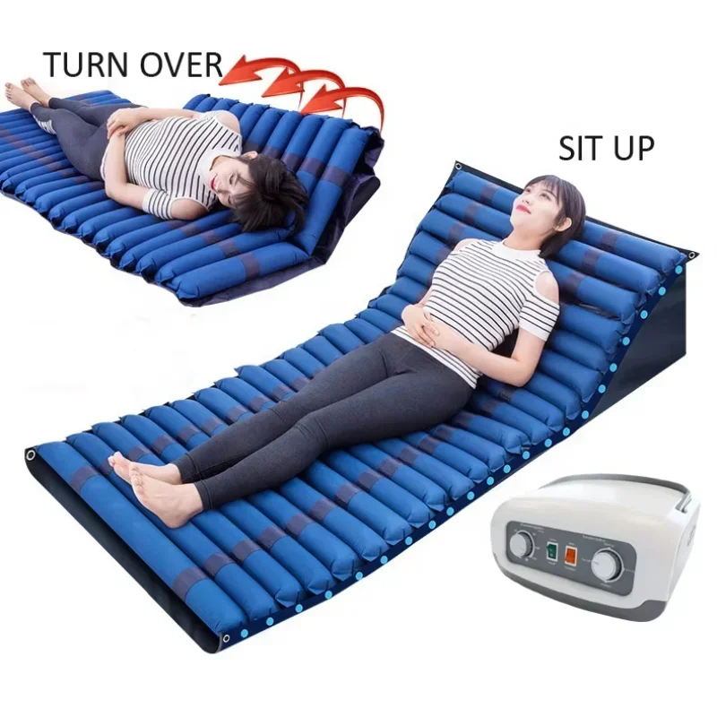 

Medical bed anti decubitus air inflatable mattress with control unit with built-in pump for turning over back rest relaxing