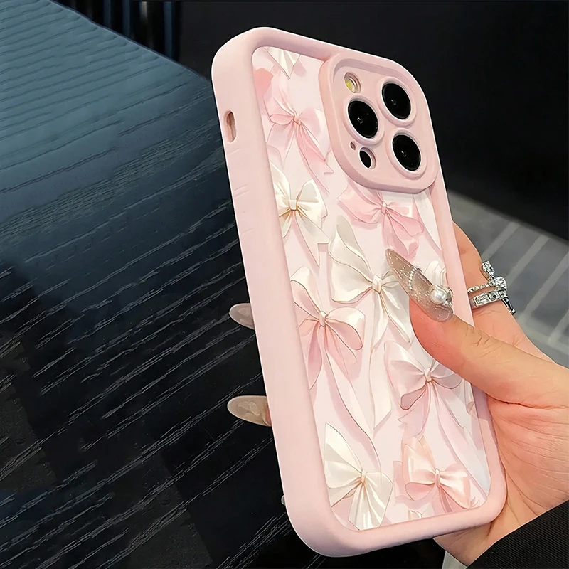 Arco-nó rosa padrão de arco à prova de choque macio tpu caso de telefone para iphone 17 11 12 13 14 15 16 pro max xs xr 7 8plus 16e 17air capa