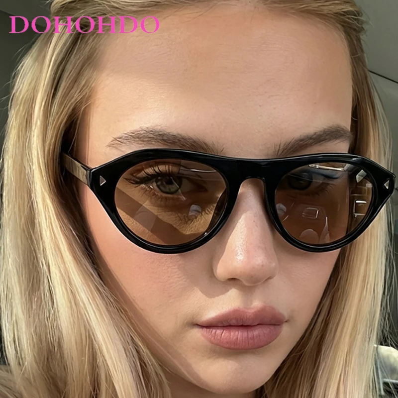 

New Trendy Retro Oval Rice Nail Women's Sunglasses Luxury Brand Men Classic Sunglass Outdoor Travel Shade Eyewear Female UV400