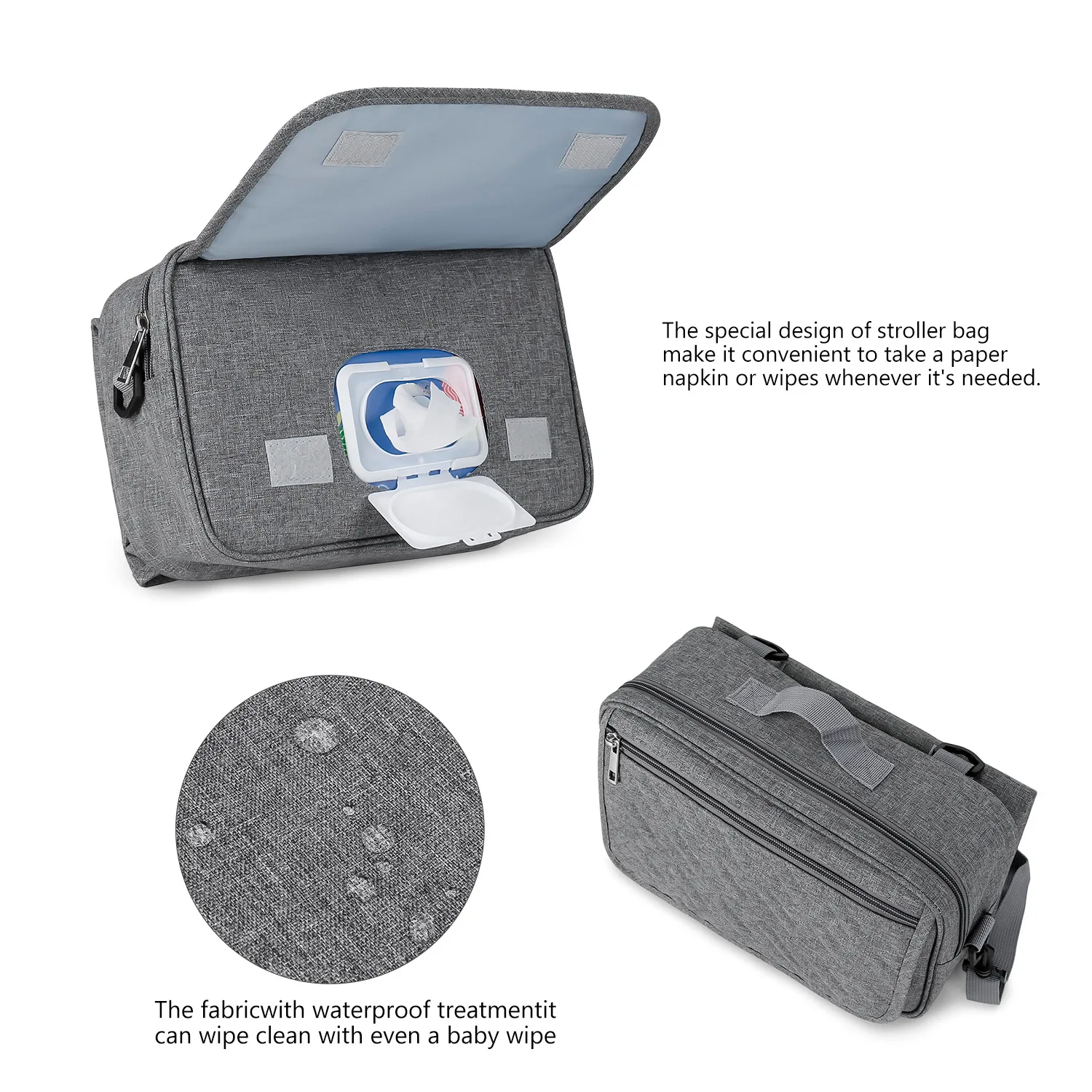 متعددة الوظائف 2 في 1 حقيبة حفاضات مع وسادة تغيير الحفاضات حقيبة كتف مقاومة للماء حقيبة يد محمولة في الهواء الطلق عربة حقيبة التخزين #3