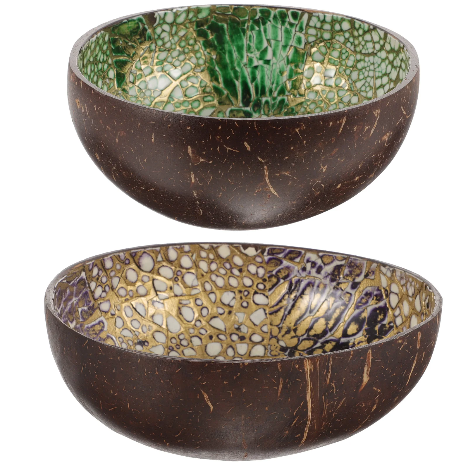 

2pcs Coconut Shell Bowls Black Purple Natural Coconuts Material Food Grade Safe Sturdy Salad Fruit Storage Kitchen Restaurant