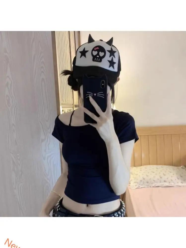 

Sparkling Sequins Gothic Baseball Caps Skull Devil Ears Cotton Fashion Hat