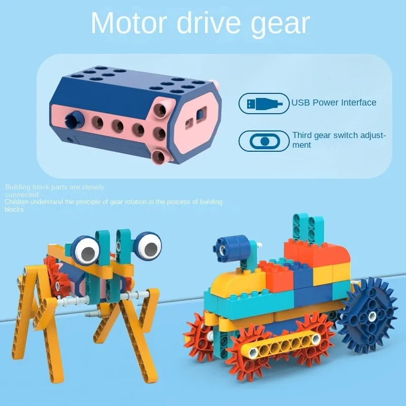 116pcs electric gear science education building blocks assemblaggio di particelle giocattolo educativo meccanico