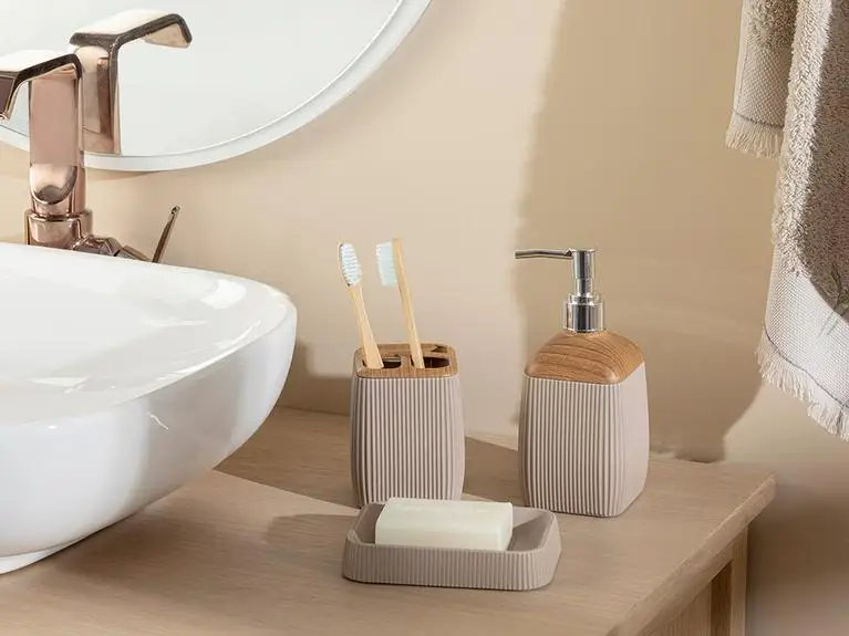 Englishome Modern Adela Bathroom Complete Accessories Includes Lotion Dispenser Soap Pump, Tumbler, Toothbrush Holder