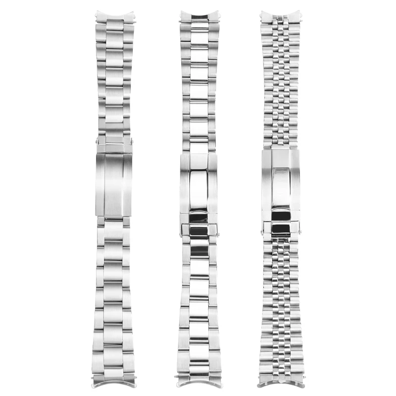 Cinturino Oyster solido in acciaio inossidabile per Seiko Sxns80/79 Snxs79k Snxs77k Snxs73 cinturino in acciaio di precisione Bracciale curvo giubileo