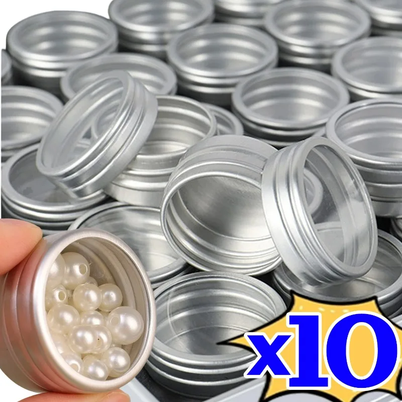 

1/10Pcs Round Aluminium Bottles for Cosmetic Nail Art Tools Storage Jars Screw Top Sample Containers Mini Transparent Lid Boxes
