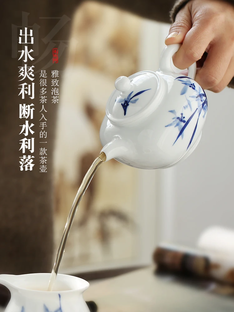 Ceramic Teapot Filter Jingdezhen Hand-Painted Porcelain Kung Fu Tea Set Tea Making Device Hand-Held Small Single Pot Black Tea