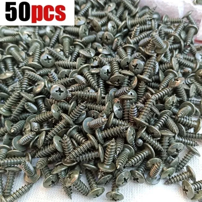 50pcs Metal U-Type Fastener Clip Self-tapping Screw Clips Car Motorcycle Scooter Anti-rust  Buckle Fastener Screw Base