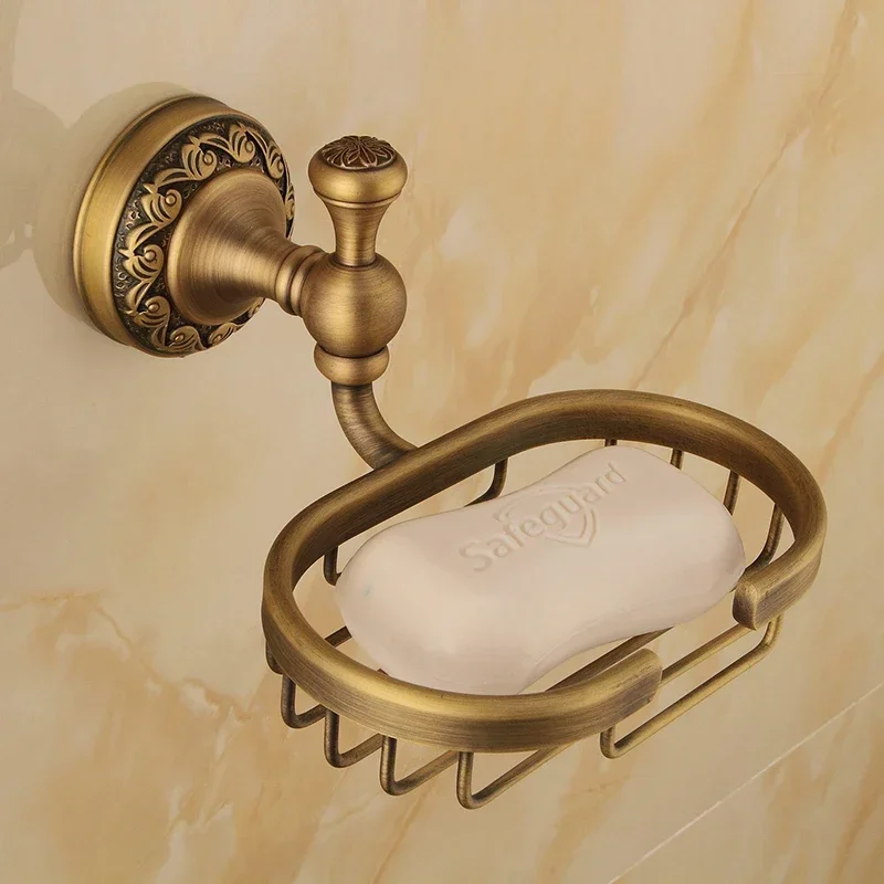 

S~Carved Soap Mesh European Style Bathroom Copper Retro Soap Dish Household Draining Soap Holder