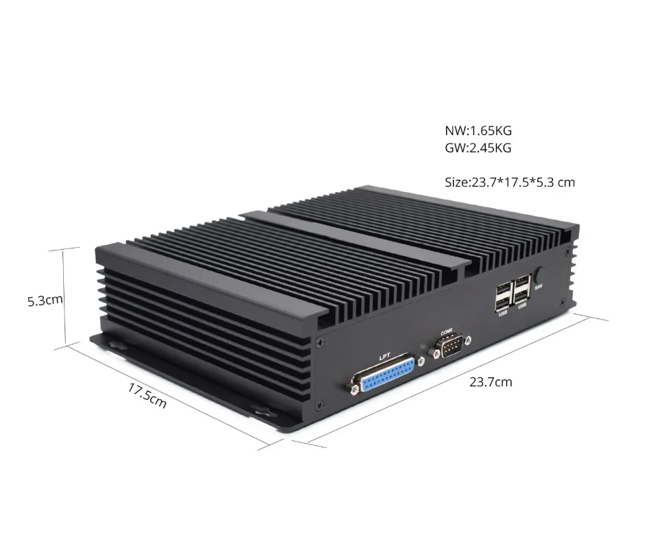 Intel Core i5-8250U HYSTOU H4 Fanless Industrial Mini PC RS232 COM Dual RJ45 LAN USB DDR4 SSD Three Display LPT Win10/11 Linux