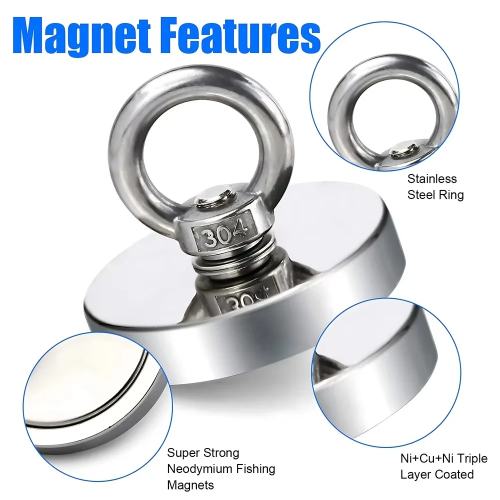 Search Magnetic Powerful Neodymium Magnet Super Strong Salvage Magnets Sea Fishing Magnet with Ring Searcher