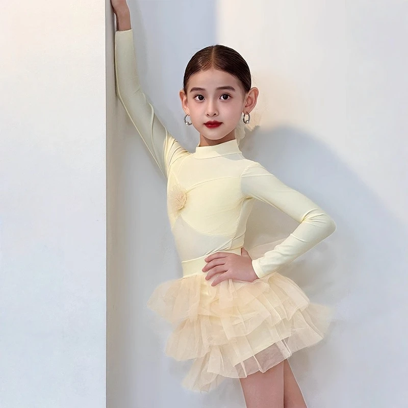 Traje De Baile Latino Para Niños Vestito da ballo latino per bambini Vestito da pratica per ragazze Vestito latino Abiti da ballo latino per le donne