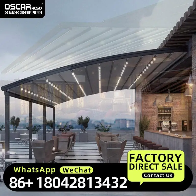 Toldo Retráctil Motorizado Plegable Resistente a los Rayos UV, Cubierta Impermeable de PVC para Balcón, Patio Exterior, Terraza, Pérgola Retráctil
