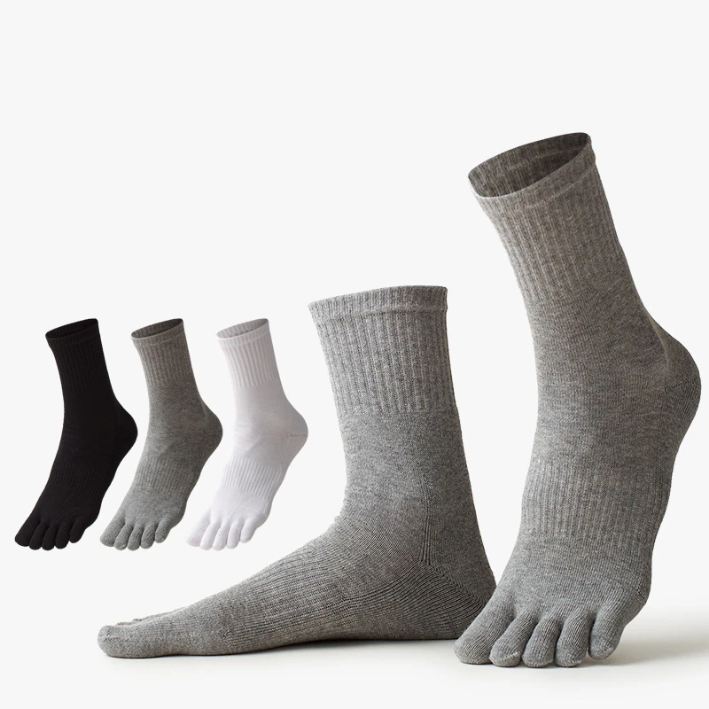 

1 пара спортивных носков Coolmax Man Toe, черные, белые, серые, однотонные, впитывающие пот, эластичные, с высоким верхом, с пятью пальцами, велосипедные носки